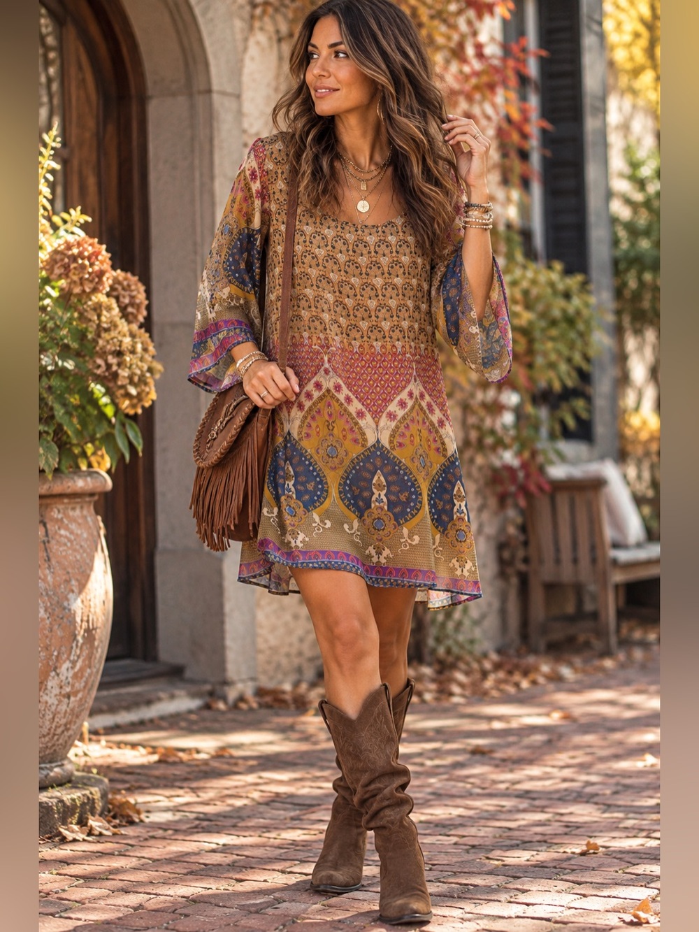 Hello Miss Boho Paisley Bell Sleeve Tunic/Mini Dress Sheer